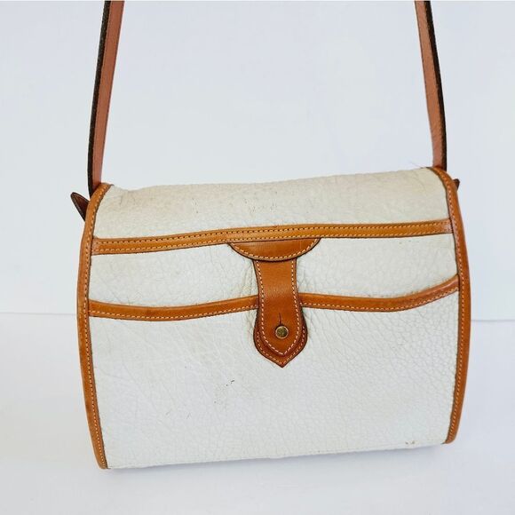 Vintage Dooney & Bourke Essex Pebbled Leather Flap Crossbody Purse Bag in Bone - Picture 6 of 16